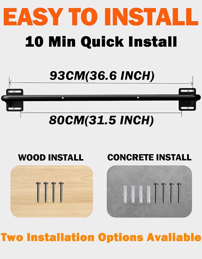 Fitarc Joist Mount Pull Up Bar, Wall Chin Up Bar Ceiling Mount for Beams, Heavy Duty Steel Construction, Home Gym Equipment -Patent Pending