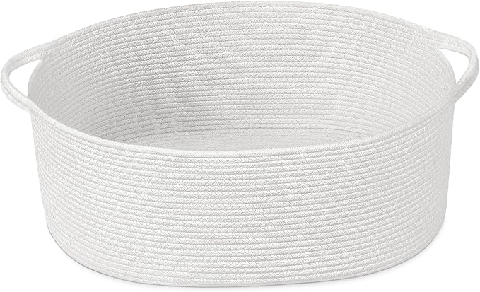 Goodpick Rope Baskets for Gifts Empty, 19.7" X 11" X 7.9" Large Woven Baskets for Baby Shower, Empty Gift Basket for Nursery Toy Storage, Dog Toy Basket for Living Room, White