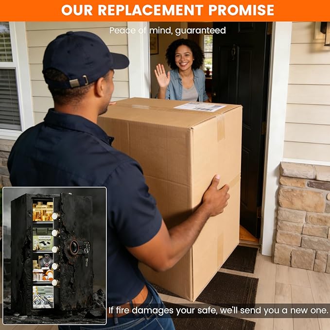 35Mins Real Fireproof Safe, 27.6"H Large Safe Box, Wider Deeper Design, Heavy Duty Fire Safe with Combination Lock, Alarm System, Removable Shelves, Security Safe for Home Business Office