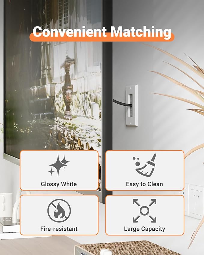 Brush Wall Plate with Mounting Bracket, 4 Pack Cable Pass Through Decorator Cover for Low Voltage Wires, Single Gang Cord Hider for TV Home Theater System, Orange