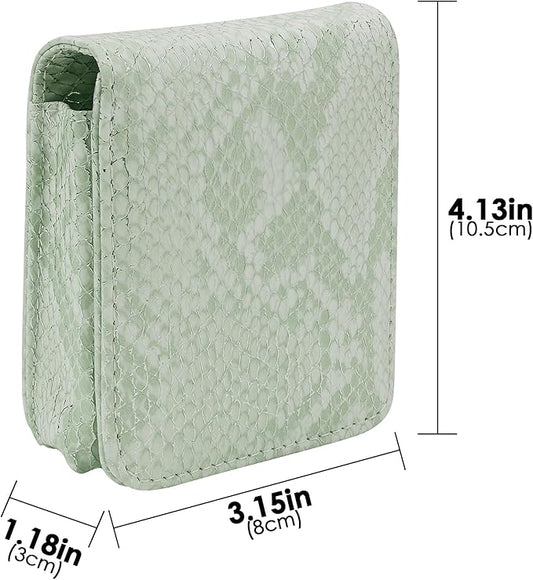 Lipstick Holder, Lipstick Case with Mirror, Mini Portable Makeup Holder for Women Girls, for Outside Mini bag Travel Cosmetic Pouch (1Pcs) (Green)