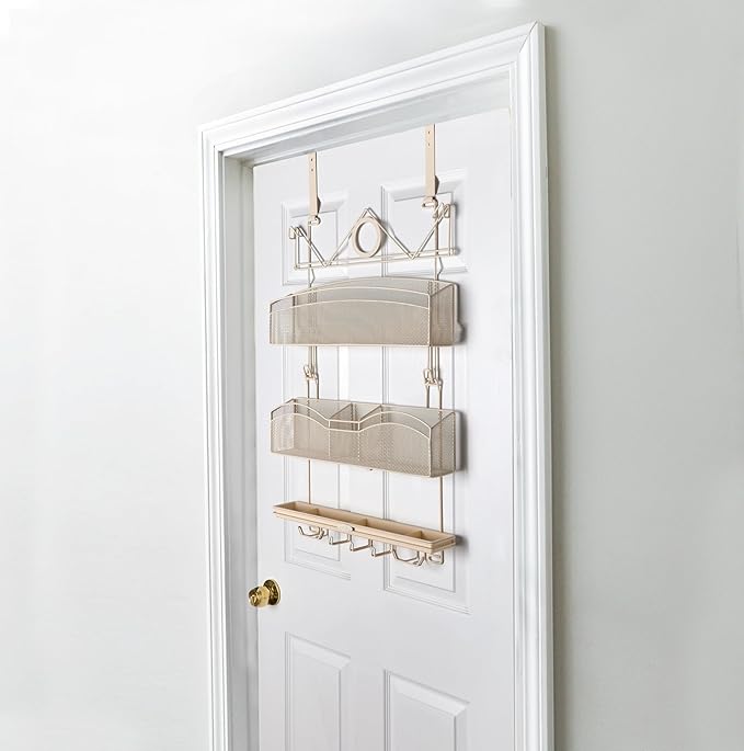 Over The Door #3300 Hanging Storage for Keys and Pet Supplies, All in One Rack in Bone Color