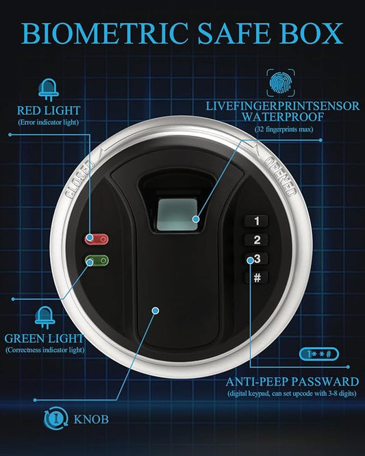 TIGERKING Security Fingerprint Biometric Safe Digital Safe for Home, Office- Black