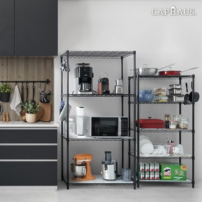 CAPHAUS NSF Commercial Grade Heavy Duty Wire Shelving w/Wheels, Leveling Feet & Liners, Storage Metal Shelf, Garage Shelving Storage, Utility Wire Rack Storage Shelves, 60 x 24 x 76 4-Tier w/Liner