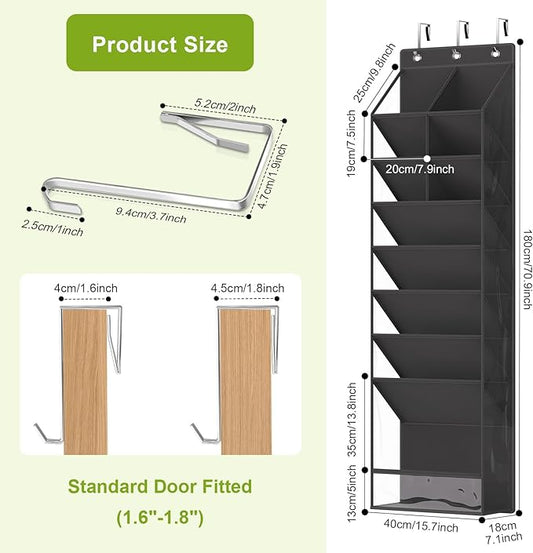 VERONLY Over the Door Shoe Organizer, Hanging Shoe Rack for Closet with 16-20 Pairs Capacity, Foldable Storage for Shoes, Boots, Sneakers, for Dorm Room, Apartment, Small Spaces(Black