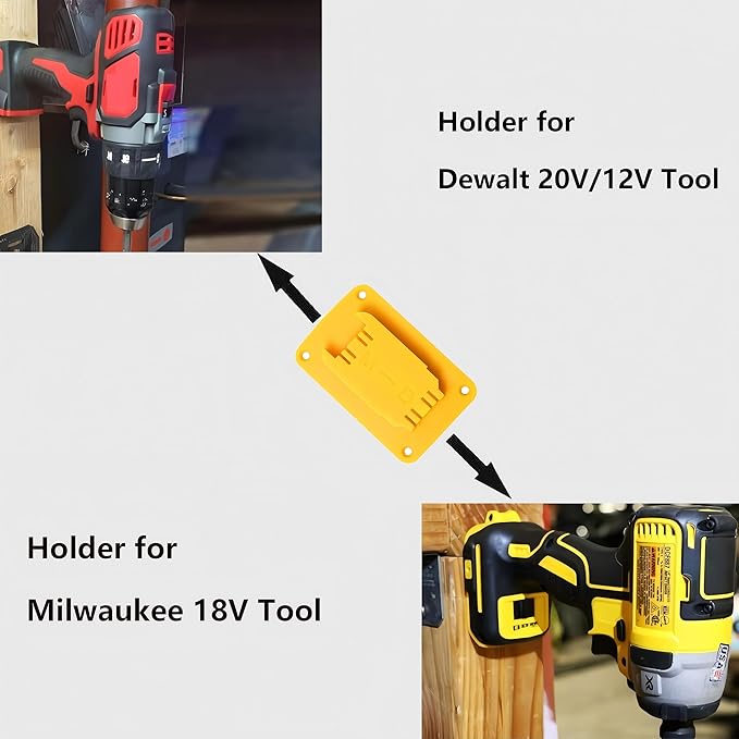 8 Packs Tool Holders Wall Mount Compatible with Dewalt 12V 20V Tool,for Milwaukee M18 Tools Wall Mount Hanger