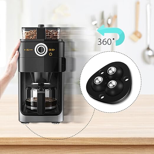Appliance Casters - Furniture Sliders & Appliance Rollers for Kitchen, Coffee Machine, Blender, Oven - Helps Mom or Wife Easily Solve Countertop Sliding (Black, 4pcs)