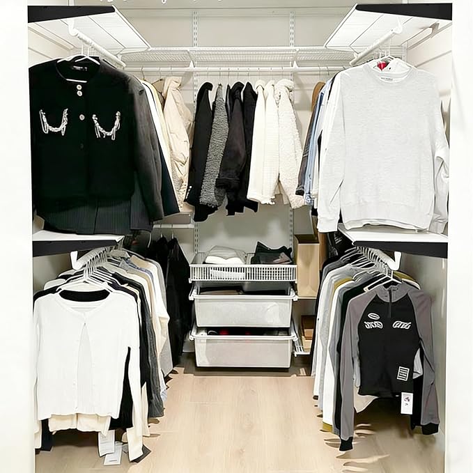 13-Inch Double-Track Wire Shelf Brackets, 10 Pack – Heavy-Duty Metal Shelving Supports for Twin-Track Wall Systems, Compatible with Wire Shelving and Wood Shelves, Black