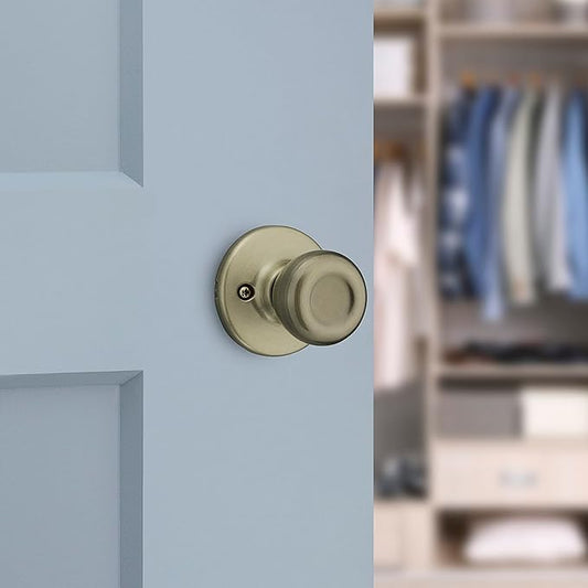 Kwikset 94880-572 Tylo Door Knob, Dummy, Antique Brass (Pack of 2)