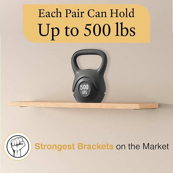 16 inch Floating Countertop Support Brackets by Balin Designs, Free hanging Floating Shelf Brackets Heavy Duty, Invisible Wall Shower Bench T Support for Vanities, Granite Countertops, (2 pack)