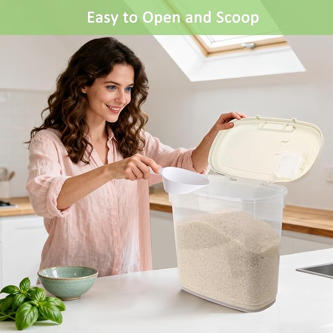 Airtight Dog Food Storage Container 10 Lbs - Slim Tall Pet Cat Food Treat Container with Lid, Scoop and Cup - Clear Plastic Dry Food Storage Bin for Dogs, Cats, Bird Seeds, Kibble, Pellets