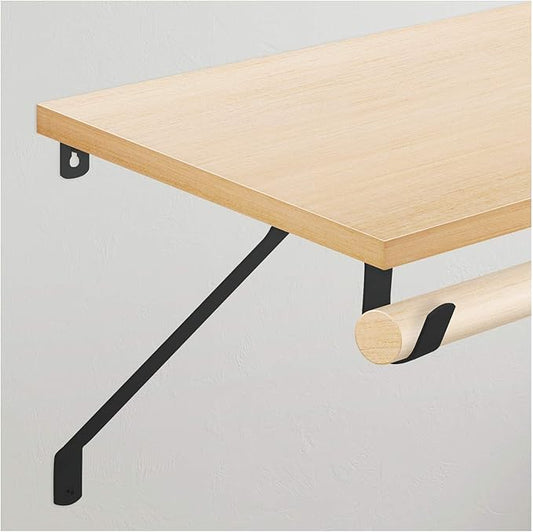 Nuk3y Heavy Duty Adjustable Shelf Rod Support Bracket (Black)