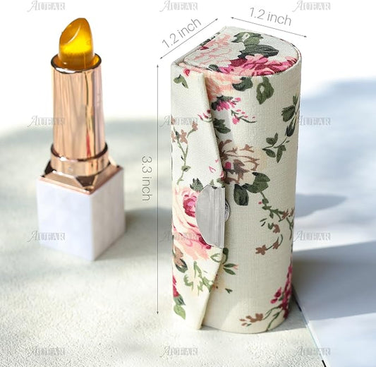 AUEAR, 4 Pack Floral Lipstick Case with Mirror for Purse Travel Holder