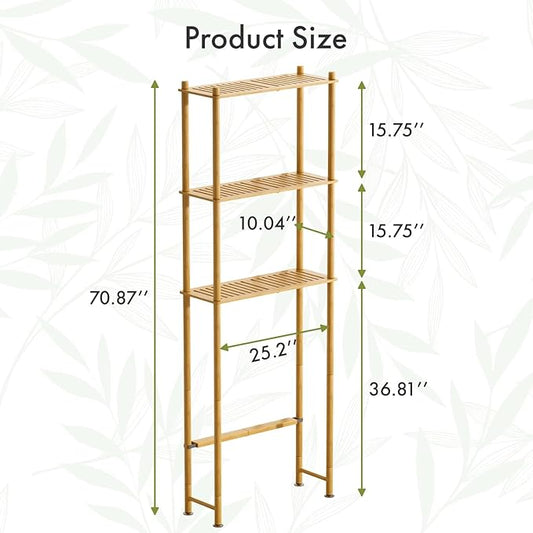 AmazerBath Over The Toilet Storage Bamboo, Bathroom Over Toilet Organizer Rack, 3-Tier Freestanding Above Toilet Shelf for Bathroom, Laundry, Space Saver, Natural Color