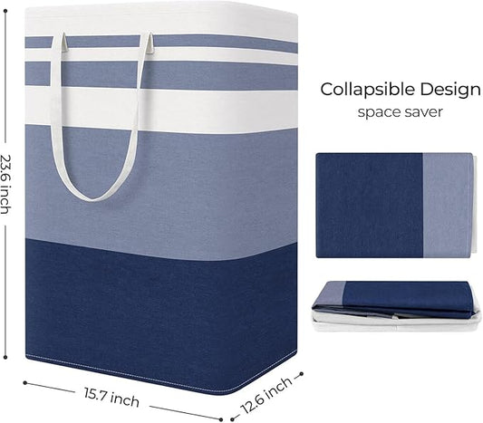 StorageRight Laundry Basket Hamper Large Collapsible Laundry Hamper with Easy Carry Handles,Freestanding Clothes Hampers for Laundry, Bedroom, Dorm, Clothes, Towels, 75L, Gradient Blue