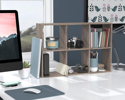 ClosetMaid Mini 6-Cube Desktop or Wall Mount Organizer, Weathered Teak