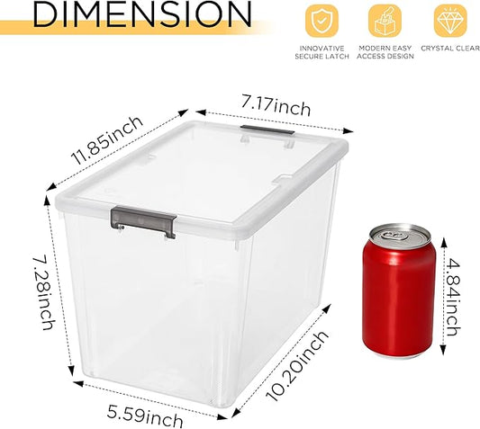 Citylife 7.8 QT 6 Pack Small Storage Bins Plastic Storage Container Stackable Box with Lids for Organizing, Clear White