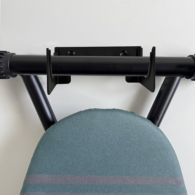 Ironing Board Holder Wall Mount, Ironing Board Hanger for T or Y Leg, Laundry Room Wall Hook for Iron Board Holder, Black