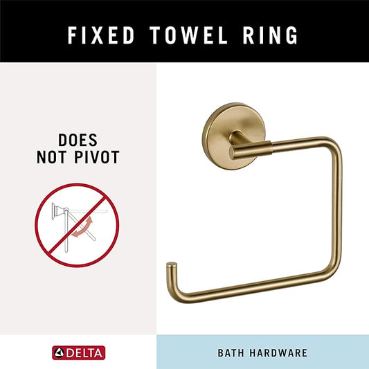 Delta Trinsic Hand Towel Holder Champagne Bronze Towel Racks for Bathroom Wall Square-Towel Ring Holder for Bath-Towel Hanger-for Kitchen,Bathroom Accessories 759460-CZ,(Pack of 3)