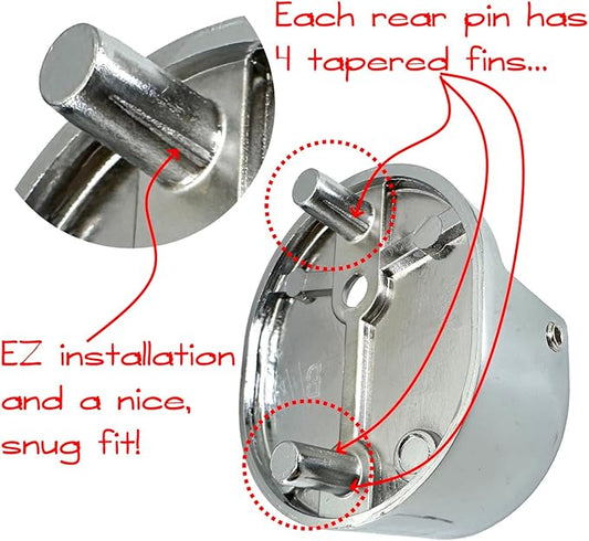 Closet Rod Support Flanges with Rear Pin | Heavy Duty 32mm Diameter Clothes Pole End Sockets for Wardrobes | Polished Chrome | 1 Pair