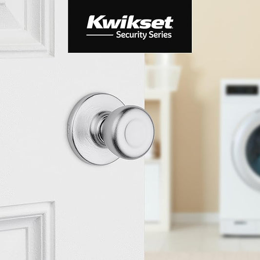 Kwikset Tylo Interior Passage Door Knob, Handle For Closet and Hallway Doors, Non-Locking Doorknob, Satin Chrome