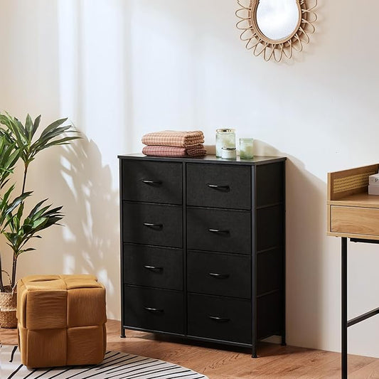 OLIXIS 8 Drawers Storage Organizers Units, Closet Organizers and Storage for Clothes, Fabric Storage Drawer for Living Room, Chest of Dresser in 31.5" D x 11.8" W x 36.4" H, Black