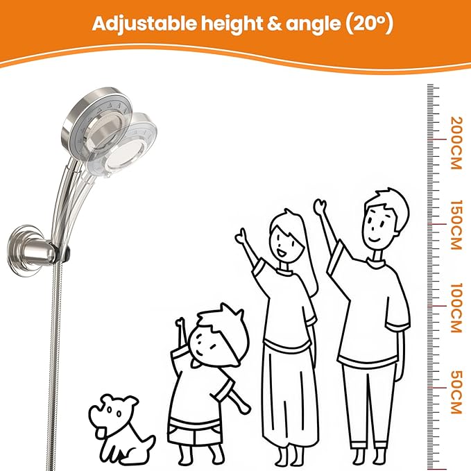 Strong Suction Cup Shower Head Holder - No Drill Handheld Shower Bracket for Seniors, Kids & Pets, Tool-Free Adjustable Height Bathing Aid for Tile/Glass, Rustproof ABS Construction
