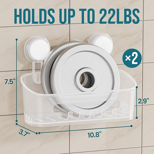 TAILI Shower Caddy Suction Cup, Heavy Duty Bathroom Organizer, Removable Shelves for Inside Shower, Shampoo, Waterproof Suction Plastic Storage for Bathroom Accessories Holder, Frosted Clear