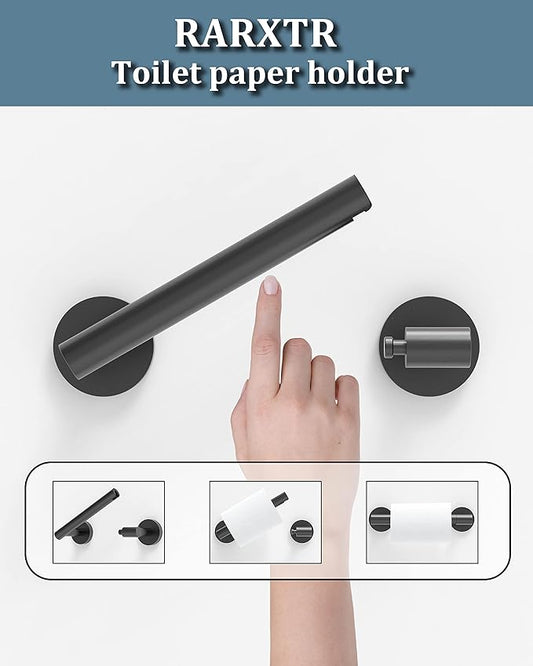 Matte Black 2 Pack Toilet Paper Holder SUS304 Stainless Steel Double Post Pivoting Toilet Paper Roll Holder Wall Mounted Toilet Tissue Holder for Commercial Bathroom RV