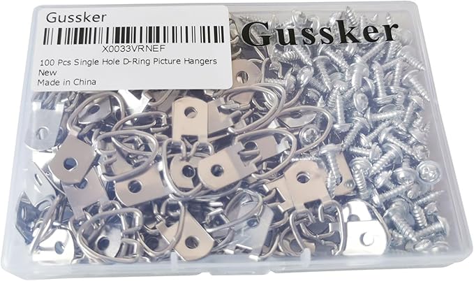 D-Ring Picture Hangers with Screws 100 Pcs, Single Hole Picture Hanging Hardware, Picture Hooks for Mirror, Clock, Decoration, Paintings, Artwork Picture Frame