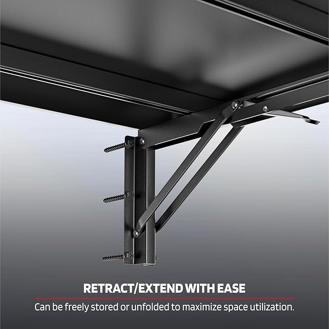 1.3x4FT Adjustable Garage Shelf Wall Mounted Fold Down Shelf Metal Heavy Duty Black 1Pack