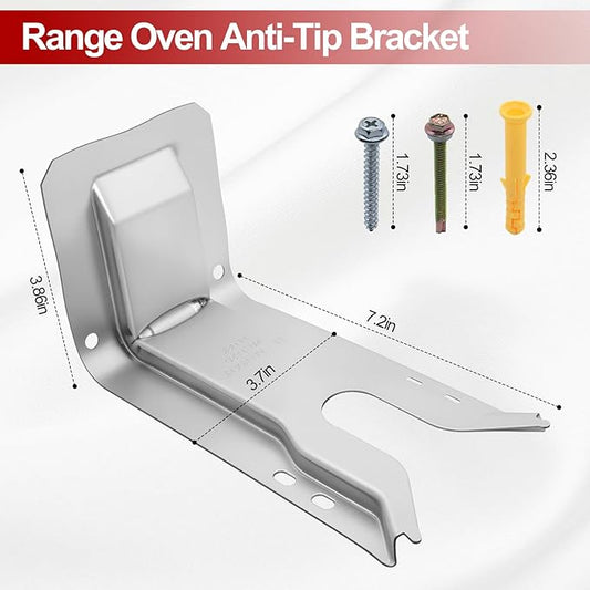 WB02K10254 Range Oven Anti-Tip Bracket for GE Stove/Ovens Range, Floor or Wall Mount Anti Tip Bracket WB02K10020, CGS975SED1SS C2S980SEM5SS JGB281SER6SS (2 Set)