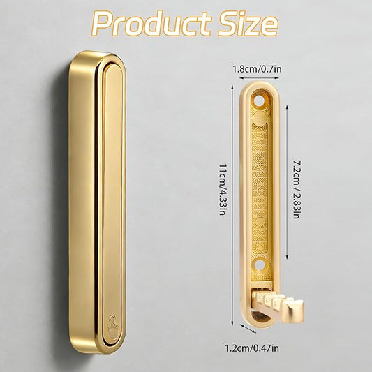 2 Pcs Extended Folding Coat Hooks Wall Mounted, 4.33 in Gold Foldable Wall Hooks Heavy Duty Valet RV Hooks Bathroom Towel Hooks Robe Hooks for Hanging Towels Clothes Coat Hat Bags