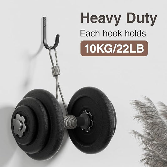 Wall Hooks for Hanging Towel/Coat - 22LB Screw in Metal Hanger Wall Mount, for Outdoor, Closet, Door, Bathrooms, for Backpack, Robe, Black 5 Pack