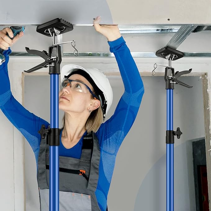 4PK Support Pole,Steel Telescopic Quick Adjustable 3rd Hand Support System, Support Rod, Supports up to 154 lbs Construction Rods for Cabinet Jacks Cargo Bars Drywalls Extends from 50 Inch to 118 Inch