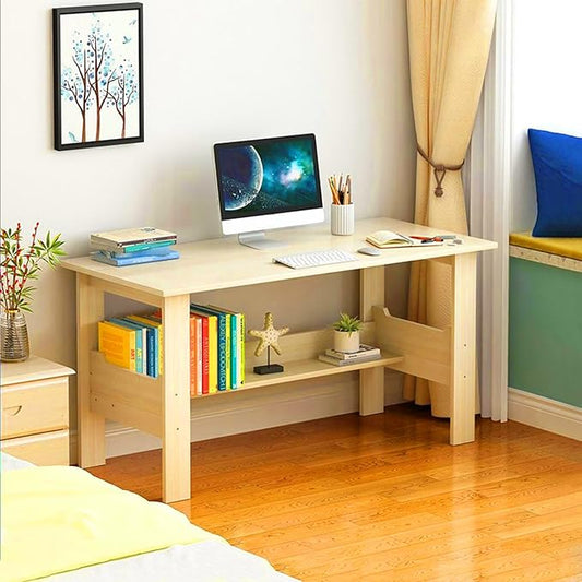 Walbest Computer Desk with Led Lights and Power Outlets,Gaming Desk,Corner Desk with Storage Drawers,Home Office Desk,Easy Assembly Makeup Vanity Console Table (Khaki)