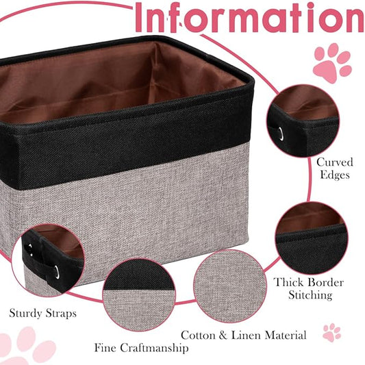 Ulico Personalized Dog Toy Storage Basket, Collapsible Pet Storage Organizer Box with Handles, Custom Dog Toy Bin with Pet's Name Cat Toy Storage Gift for Dog Lovers(Black)