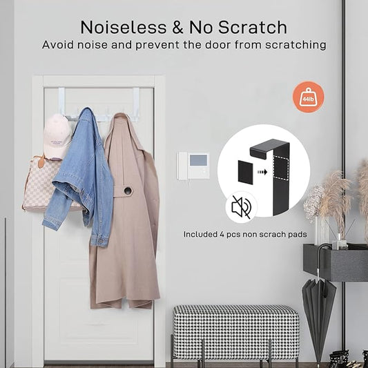Over The Door Hooks, Door Hanger Hooks for Hanging, Over The Doors Towel Racks for Bathroom with 12 Coat Hook, Coat Rack Bathroom Accessories(2 Pack, White)