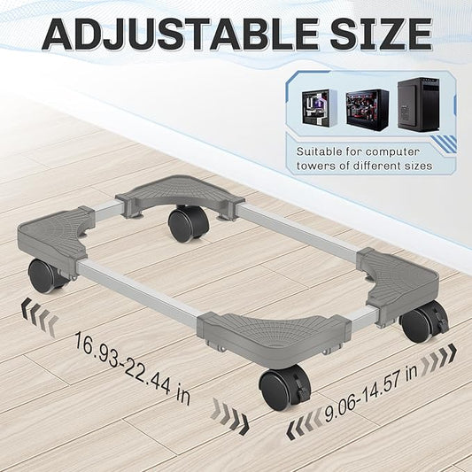 Liitrton Mobile CPU Stand with 4 Locking Casters, Ventilated PC Tower Stand for Floor, Fits Most PC Towers, Office Gamers (Light Grey)