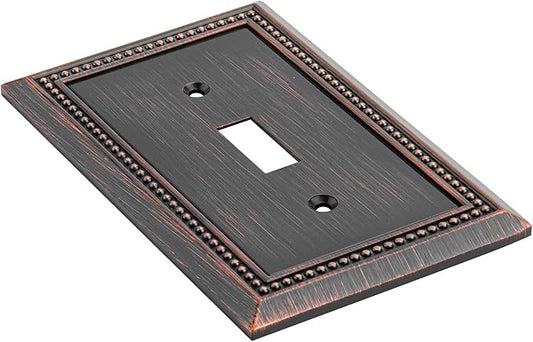 Henne Bery Sunken Pearls Heavy Duty Decorative Wall Plate Switch Plate Outlet Cover (Single Toggle, 2 Pack, Aged Bronze)