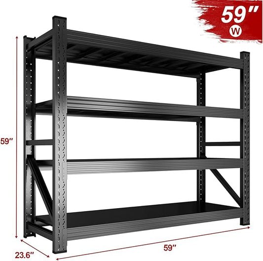 Garage Storage Shelves, 5000lbs 4 Tier Adjustable Garage Shelving, Heavy Duty 60" W x 24" D x 60" H Metal Shelving Unit, Utility Rack Shelf, Industrial Shelve Units for Storage Warehouse Pantry Closet