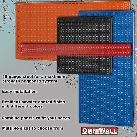 OmniWall 16" x 32" Metal Pegboard Panel 4-Pack for Garage & Home Wall Storage Organization System (White)