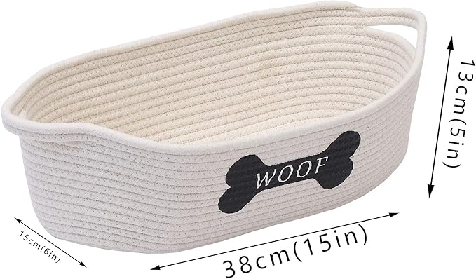Geyecete Weave Rope Storage Basket - Natural Weave Rope Clutter Organizer - Pet Toy Box - Beige