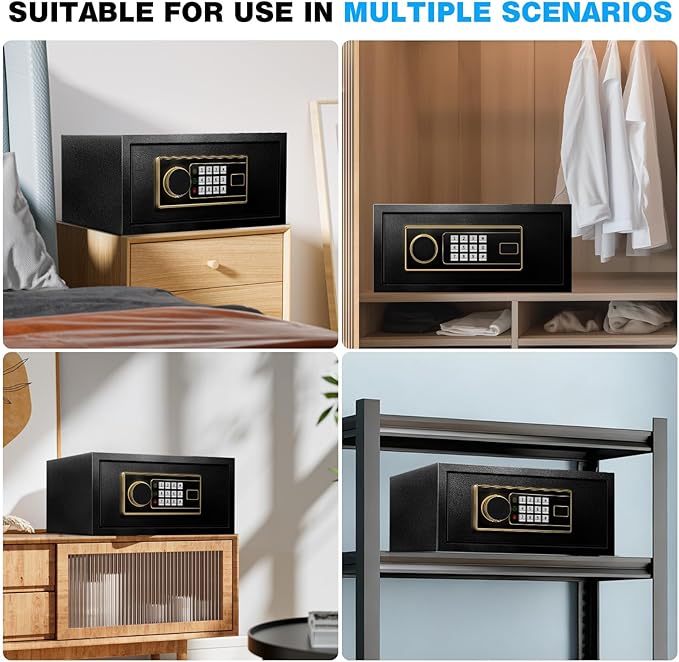 1.2 Cu Ft Fireproof Safe Box for Home - Steel Lock Box for Office & Home Security, Digital Electronic Keypad, Alarm System, Silent Mode, Safety Box for Documents Money Jewelry Laptop