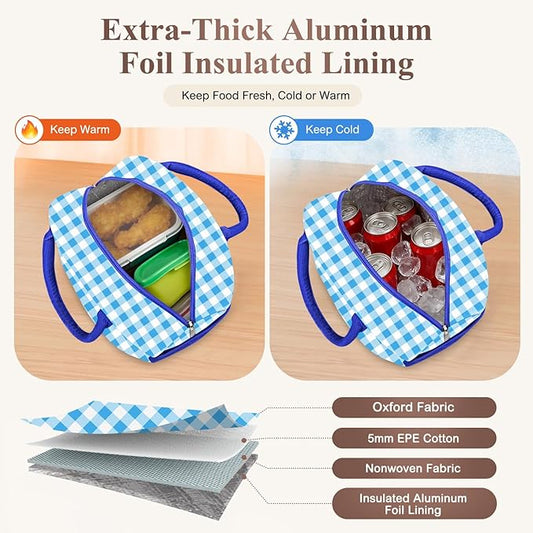 Lunch Box for Women Adult Men, Cute Insulated Lunch Bag Women Reusable Large Lunch Boxes Tote Bag Leakproof Simple Thermal Cooler Bag for Work Office Picnic
