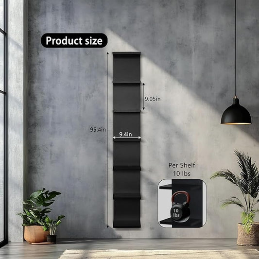 7 Tier Wall Shelves with Led Light, Lack Wall Shelf Unit, Vertical Shelf with Remonte Control,Black Shelves
