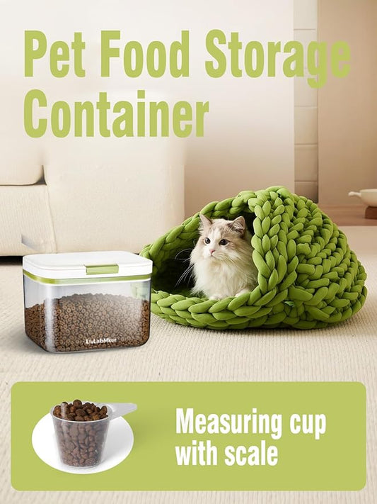 LivLab Mker 3lbs/50OZ/2.6qt Airtight Dog food storage container with lids,Dog Treat Container With Measuring cup,Dry Pet Food storage bin for Dogs,Cats,and Birds 2.8L
