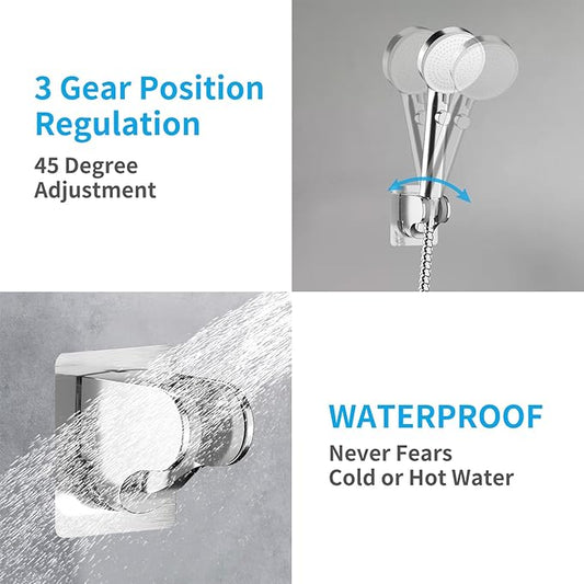 KAIYING Self Adhesive Handheld Shower Head Mount, Adjustable Angle RV & Bathroom Wand Holder, Universal ABS Chrome Bracket