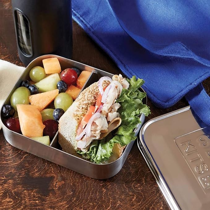 Stainless Steel Bento Box Lunch and Snack Container for Kids and Adults, 2 Sections
