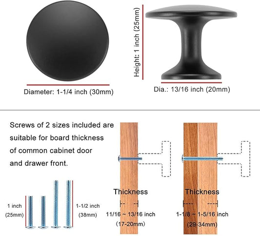 KOOFIZO 20-Pack Round Cabinet Knob - Brushed Nickel Pull Handle (Dia.30mm / 1.2 Inch) for Kitchen Cupboard Door, Bedroom Dresser Drawer, Bathroom Wardrobe Hardware